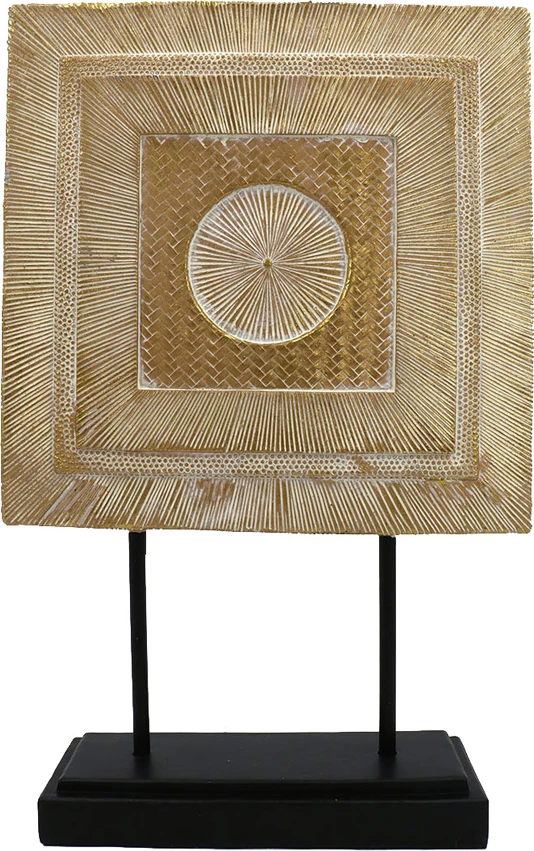 Dekor totem SQUARE DRUM, polirezine, natyrale e zezë, 26x8x40cm