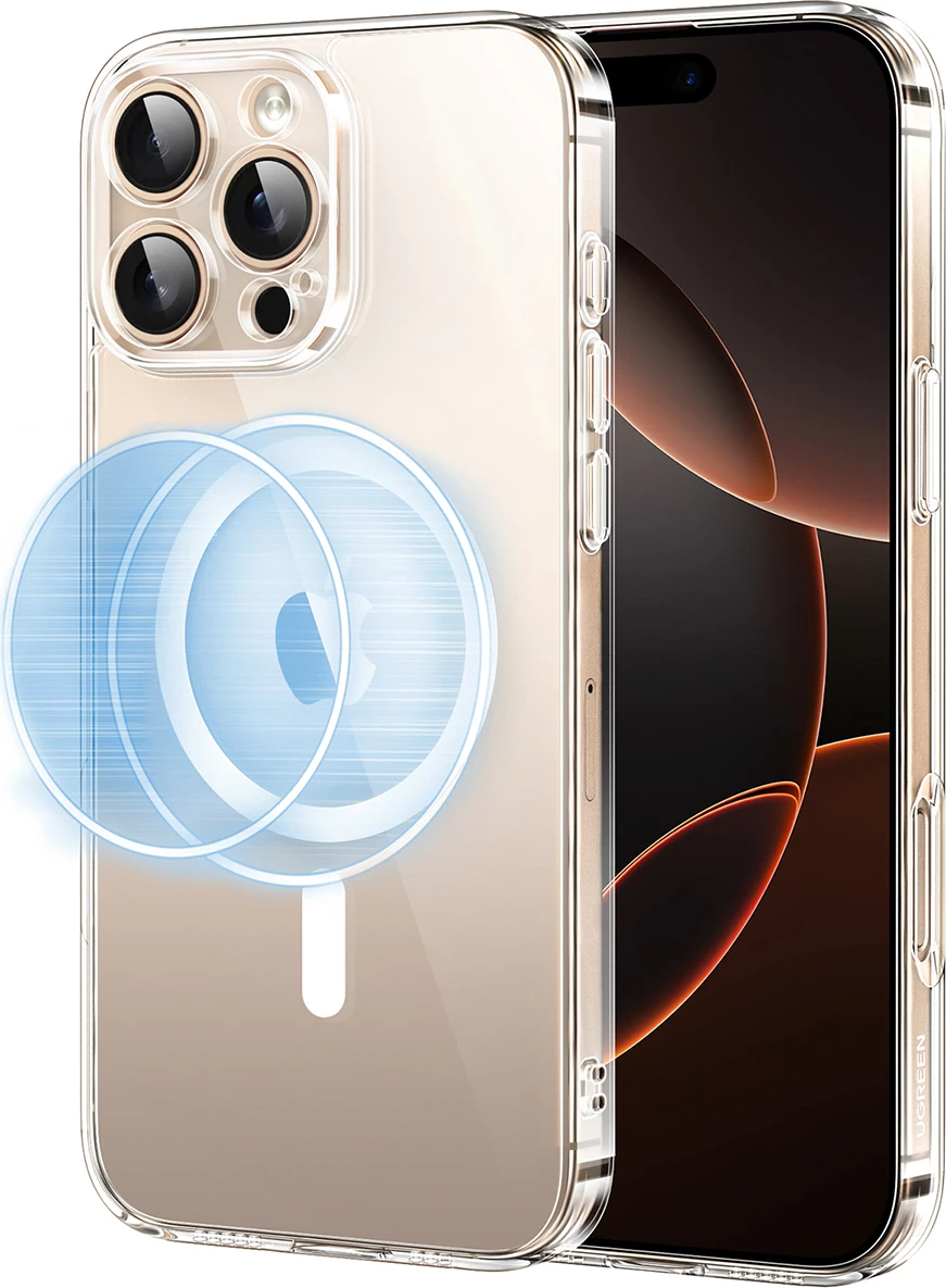 Mbështjellës Ugreen Classy Clear Magnetic për iPhone 16 Pro, MagSafe, Transparent
