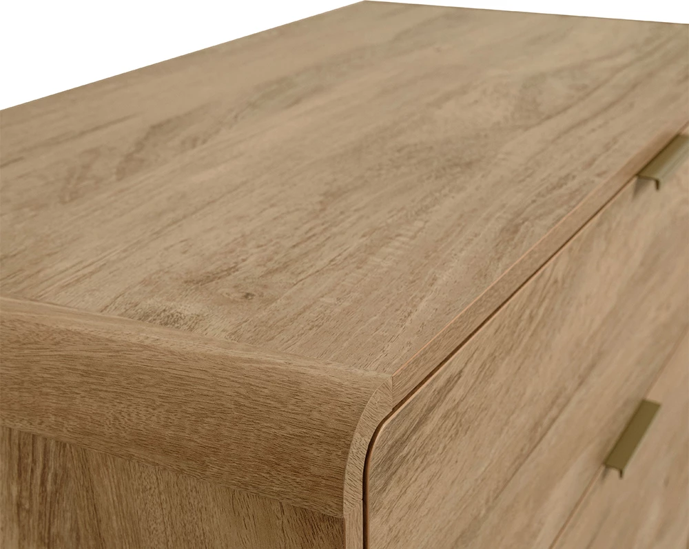 Komodinë ovale me 2 sirtarë, ngjyrë natyrale, 60.2x39.5x54.7