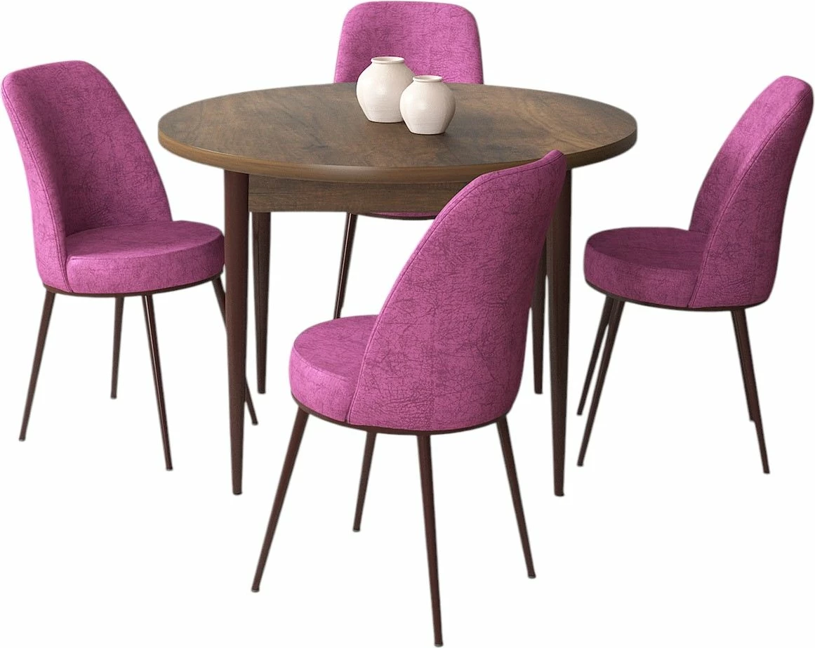 Tavolinë me karrige, 5 copë, Skye Decor, ngjyrë barok dhe vjollcë