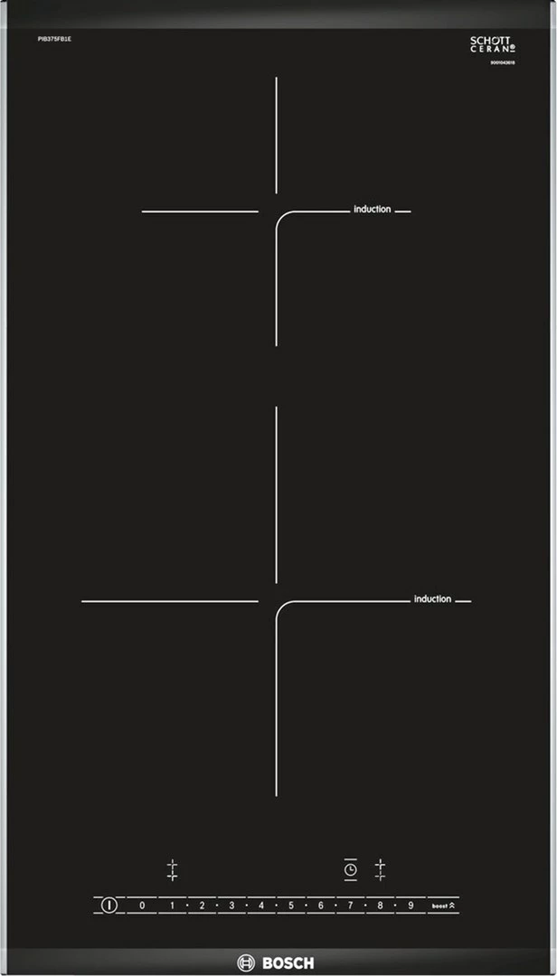 Pllakë me induksion Bosch, PIB375FB1E, 2 zona, e zezë
