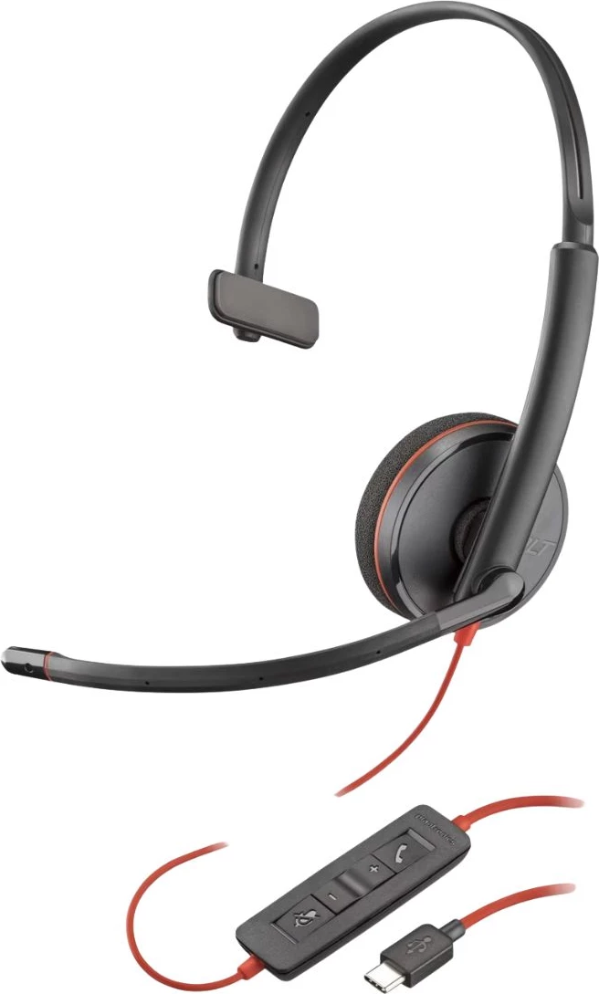 Headset, Plantronics/Poly, Blackwire 3210 8X214A6, mono me USB, me mikrofon boom, e zezë