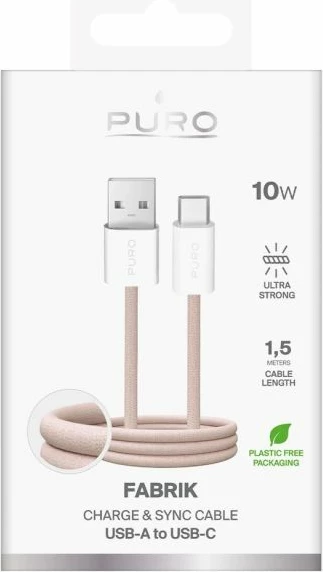 kabllo USB-A në USB-C Puro Fabrik 2.0 1.5m, bezhë