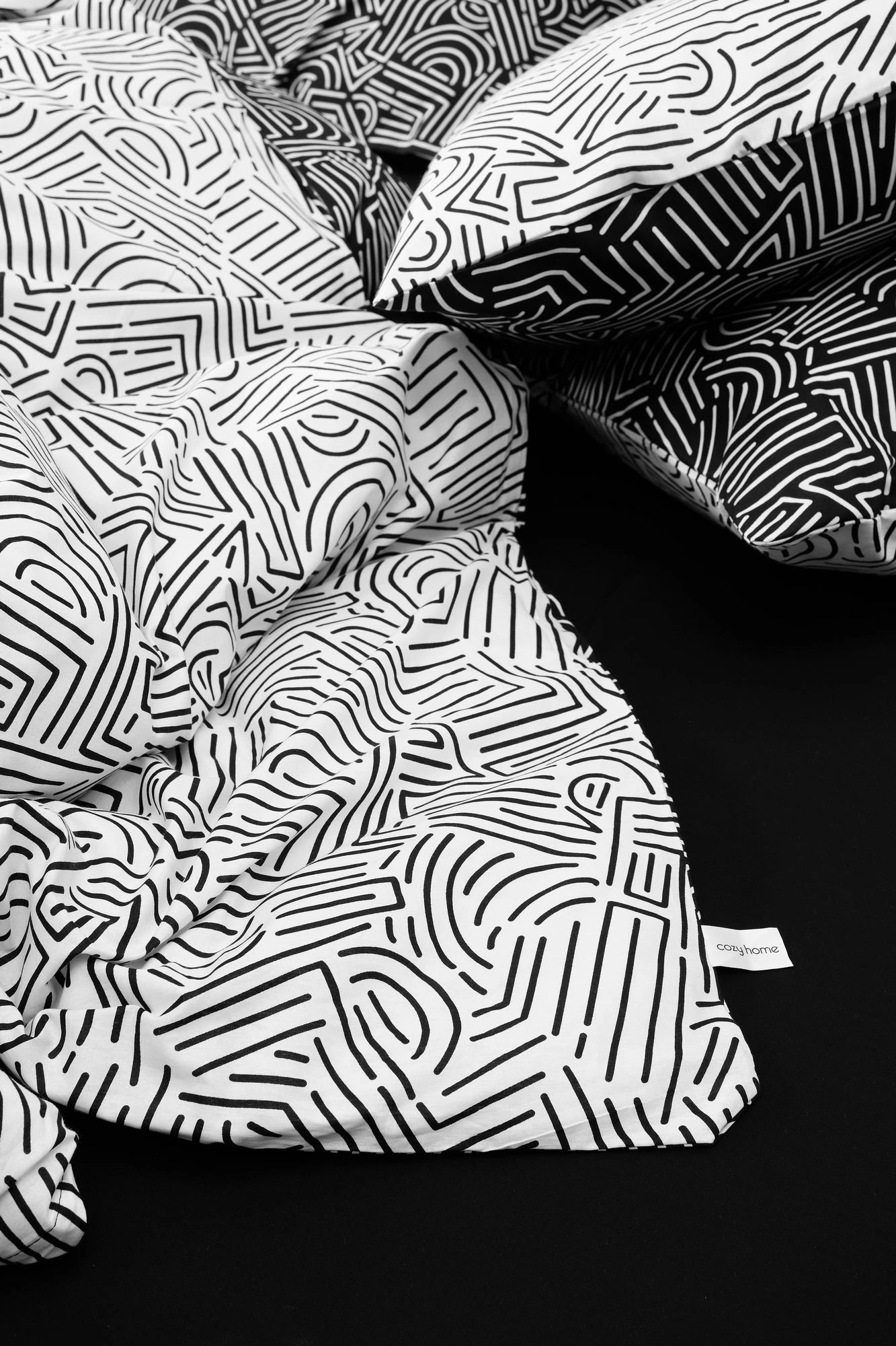 Set mbulesë për jorgan njëpersonësh, L'Essentiel Linge de Maison, Maze, ngjyrë e zezë