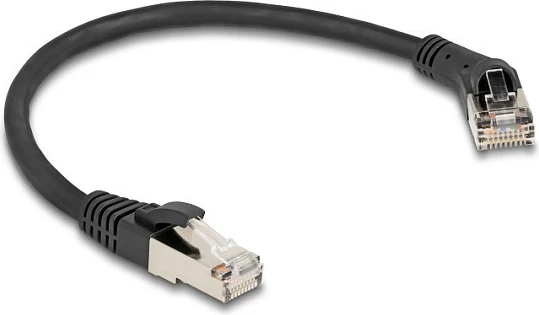 Kabllo rrjeti DeLOCK RJ45 Cat8.1 S/FTP 0.25 m, 40 Gbps, njëra këndore 45°, e zezë