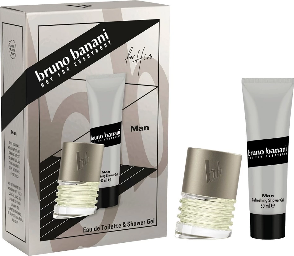 Set Eau de Toilette dhe xhel dushi për meshkuj Bruno Banani Man, 30ml + 50ml