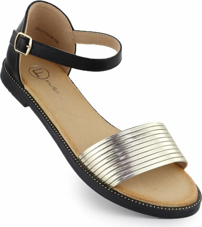 Sandale Filippo DS6917 femra, të zeza dhe të arta