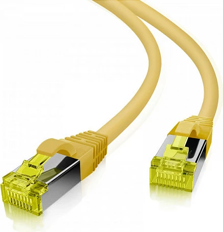 Kabllo rrjeti Helos 263777, Cat6a S/FTP, 0.5 m, RJ-45 në RJ-45, e verdhë