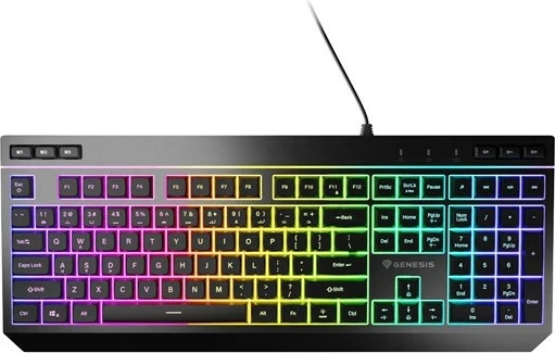 Tastierë gaming Genesis Rhod 530 RGB, me drita RGB, me kabllo, QWERTY, numpad, e zezë