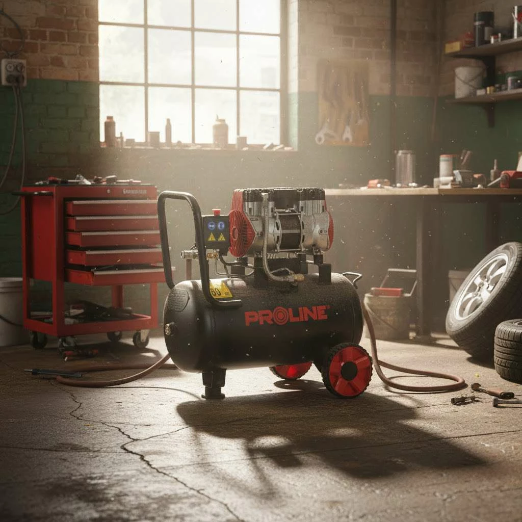 Kompresor ajri pa vaj PROLINE P200004 24L 750W/1HP 8 bar 167 l/min, zi/kuq