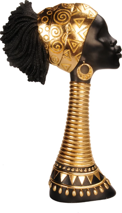 Figurë dekorative ABENI 2, polirezine, e zezë dhe ari, 19x7x33 cm