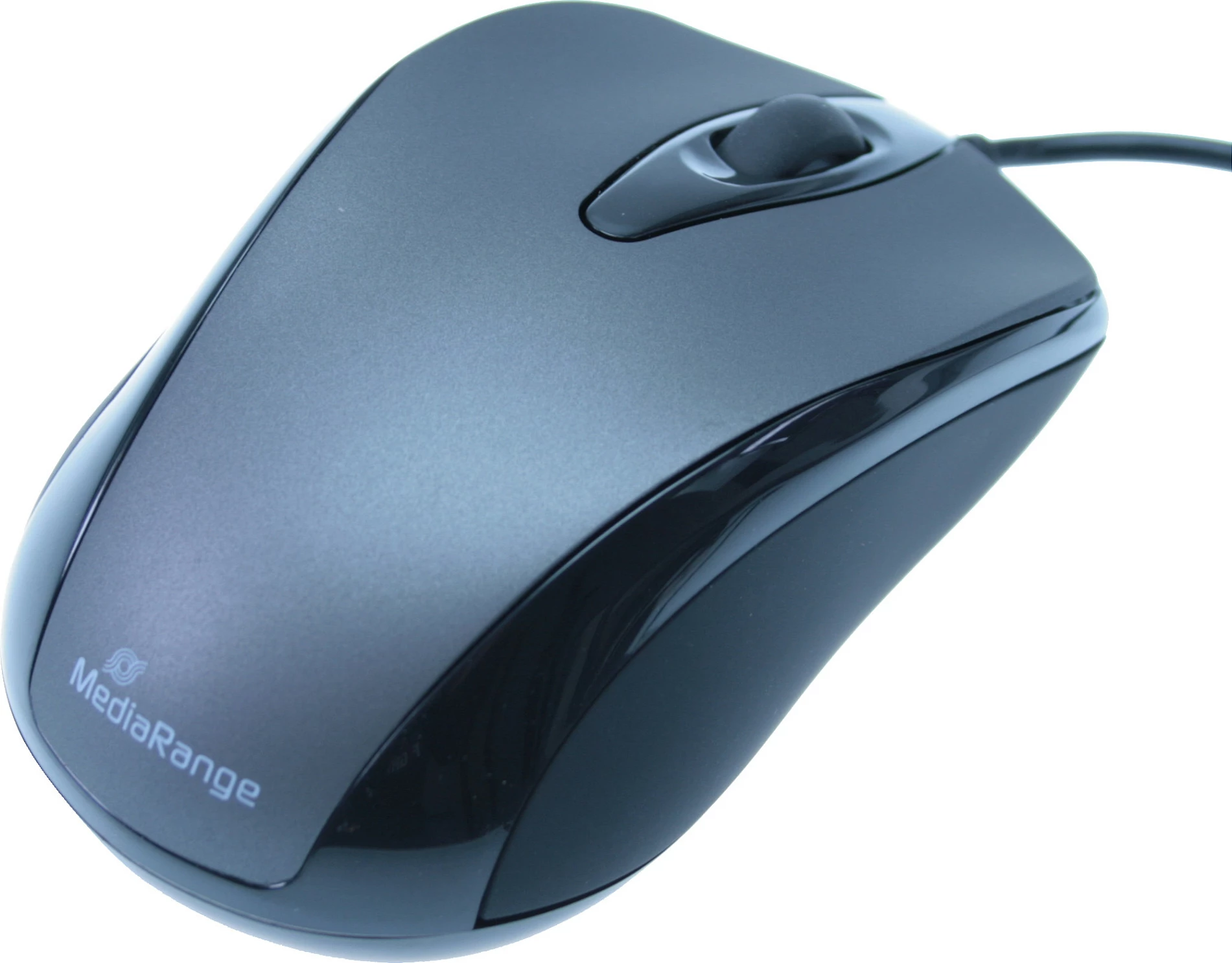 Maus MediaRange MROS201, me kabllo USB, optik 1000 DPI, ambidekstr, zi/hiri