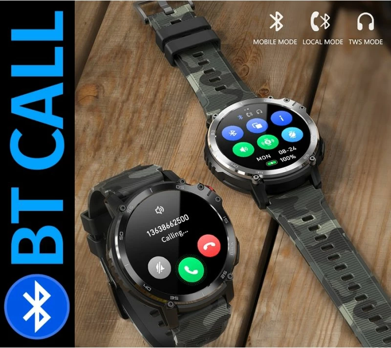 Smartwatch për meshkuj Rubicon, e zezë/camo