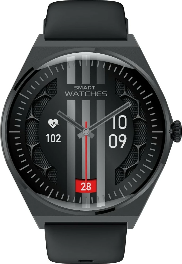 Smartwatch EcoWatch EW05, 1.43'' AMOLED, 200 mAh, i zi, set me rrip silikoni dhe metalik