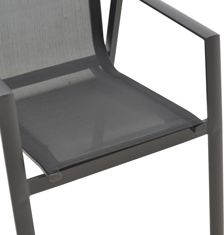 Karrige për kopsht Dashiell metalike e zezë textilene e zezë 71x58x94cm