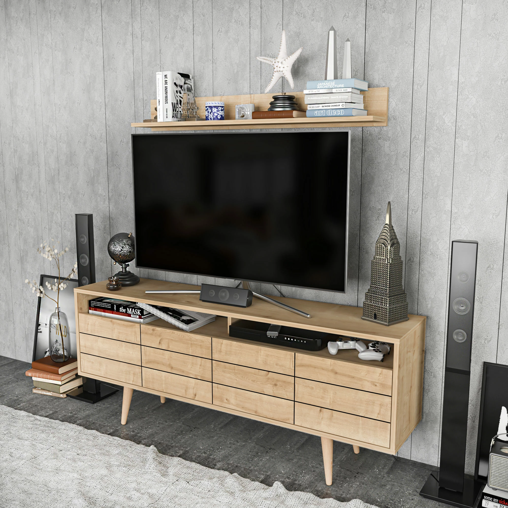 Konsolë TV Skye Decor, ngjyrë Sapphire, Ola