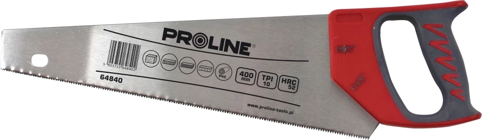 Sharrë dore PROLINE 64850, 500 mm, 10 TPI, për dru & plastikë, kuqe/zezë