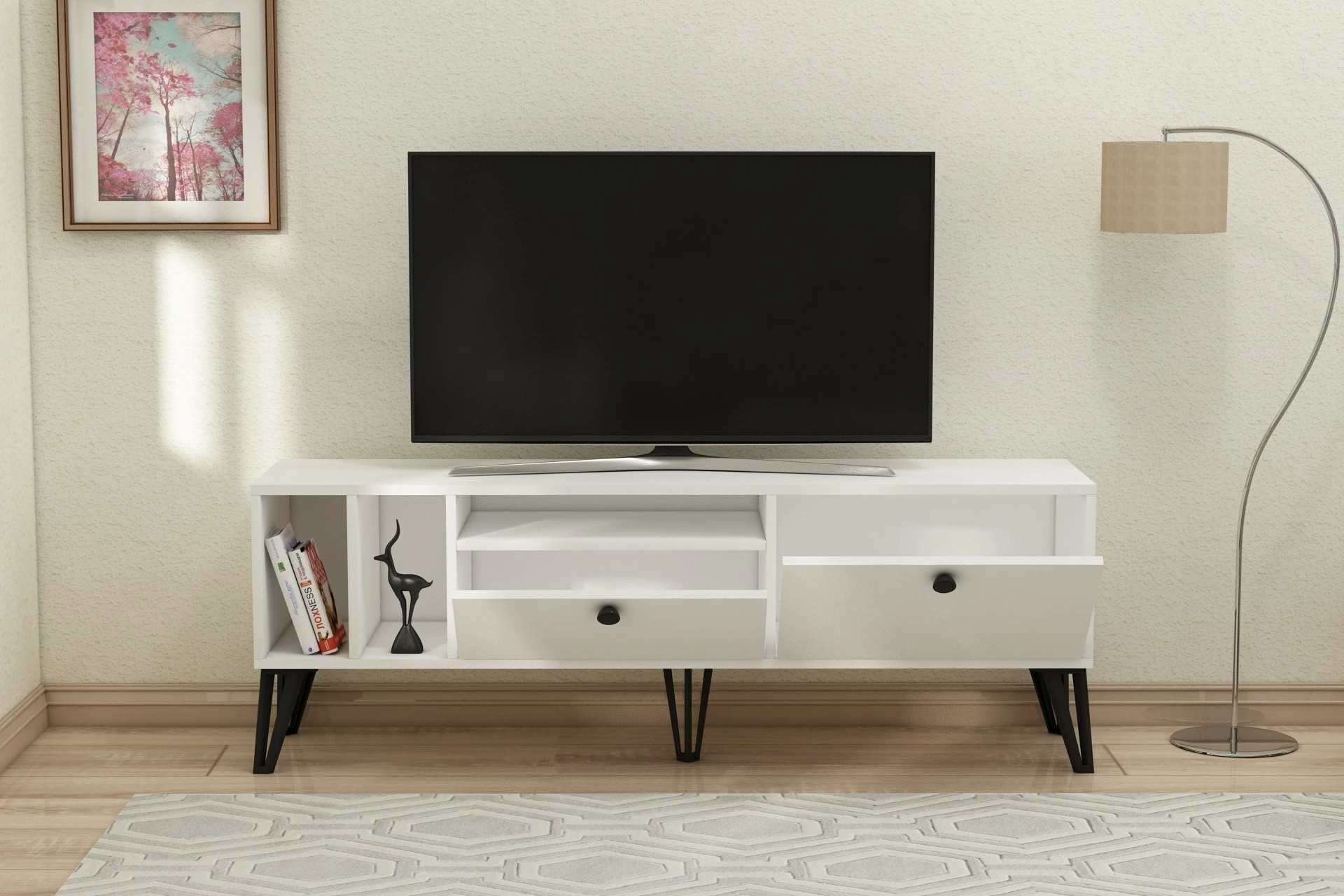 Komodë TV Hanah Home, Aris, e bardhë