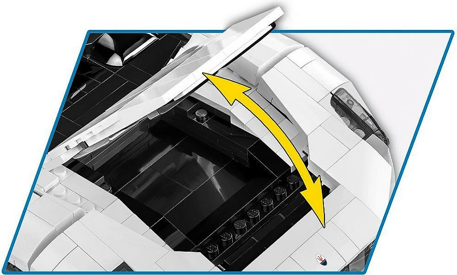 Blloqe ndërtimi Cobi Maserati MC20, 2269 copë, shkallë 1:12, bardhë/zi