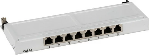 Patchpanel rrjeti EFB Elektronik Mini STP 8xRJ45 Cat6A, 10GbE, 0.5U, gri