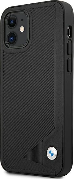 Mbështjellës BMW Deboss për iPhone 12 mini, lëkurë sintetike, i zi