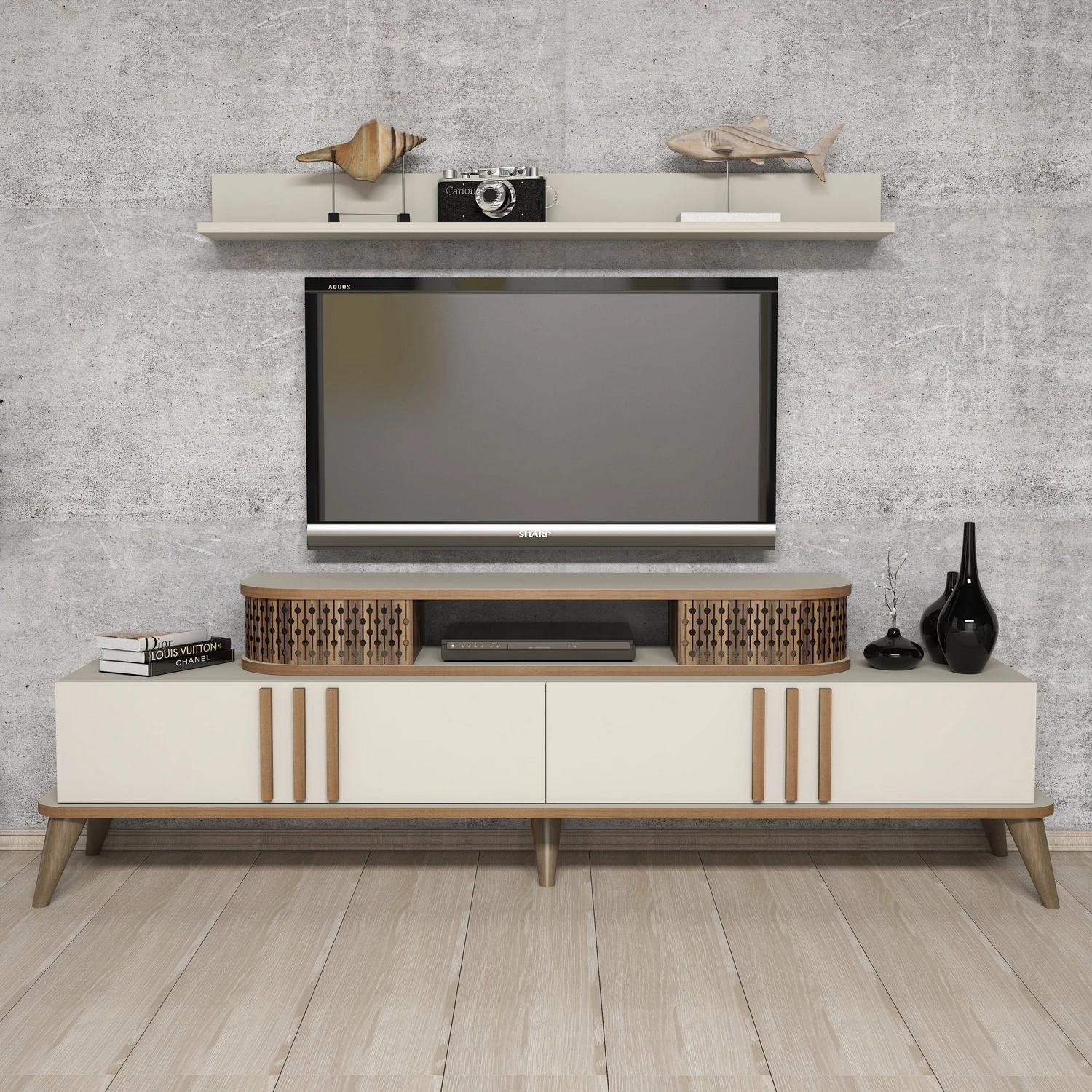 Komodë TV Hanah Home, Eylül, ngjyrë krem