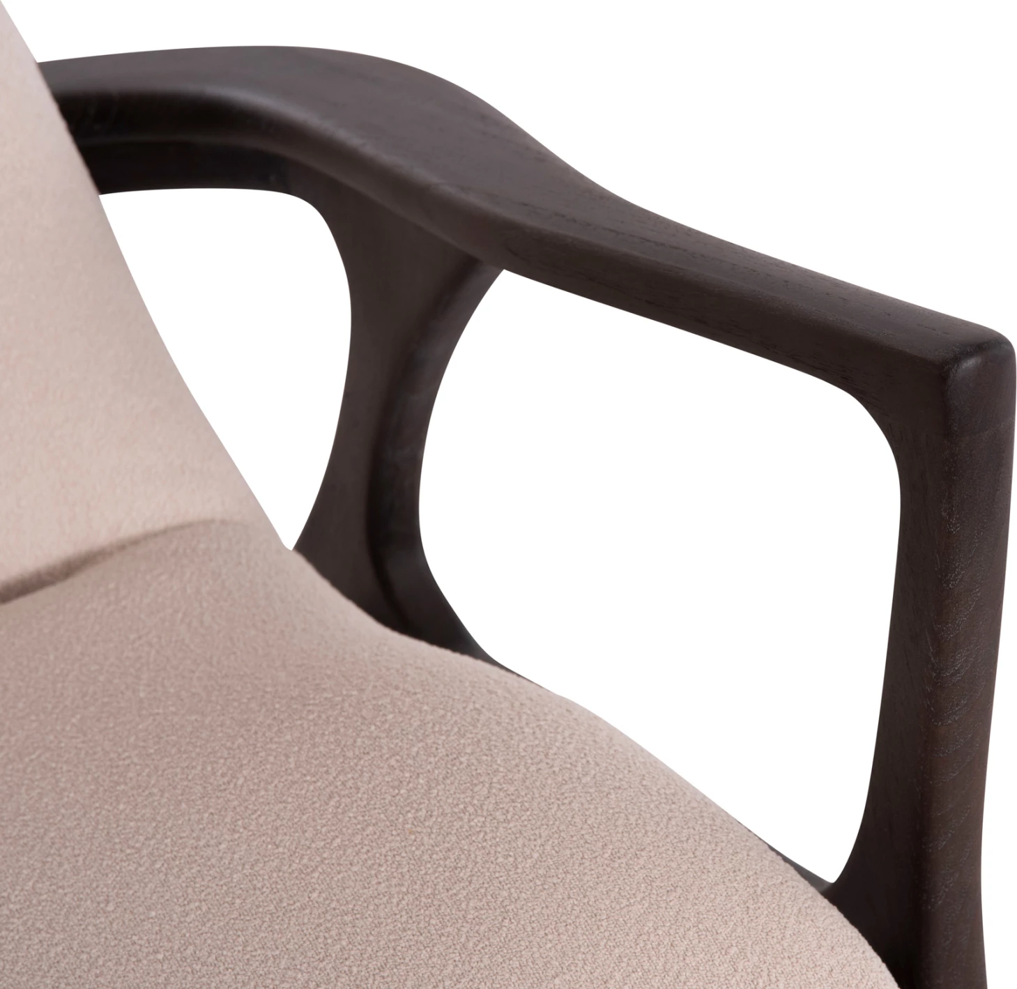 Fotel lounge ARYA, dru teku, ngjyrë e zezë-krem boucle, 79x88x83cm