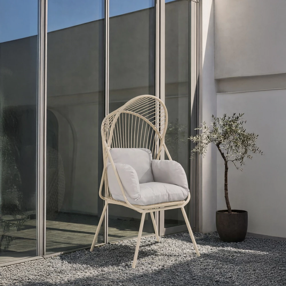 Karrige e ulët Sun, bezhë, 75x69x135.5cm