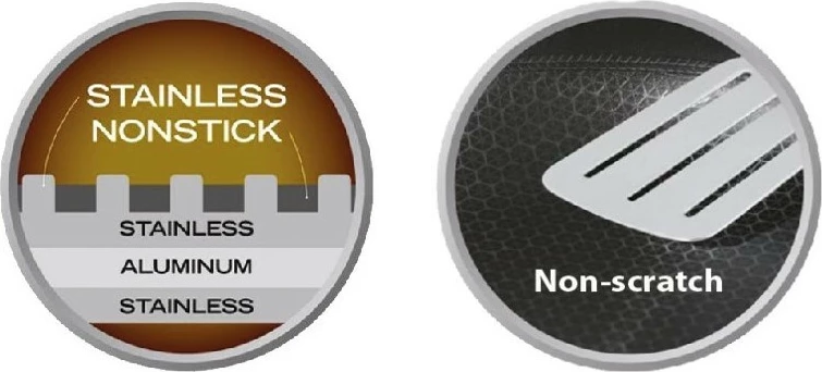 Tigan i thellë wok Feel-Maestro MR-1224-30, 30 cm, çelik inox, jo-ngjitës, argjend