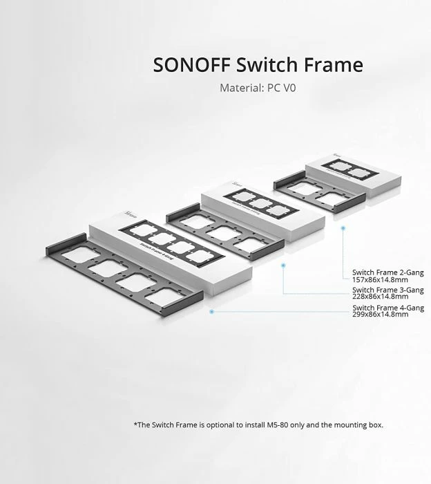 Kornizë për switch, SONOFF, M5-80, 2-gang (Double), e zezë