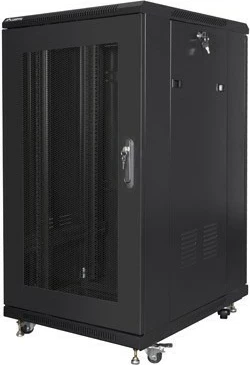 Kabinet rack LANBERG 19" 22U 600x800mm, dyer të perforuara, stojës, i zi