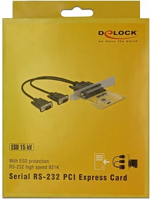 Kartë zgjerimi PCIe x1 DeLOCK 2x RS-232, 921K, mbrojtje ESD