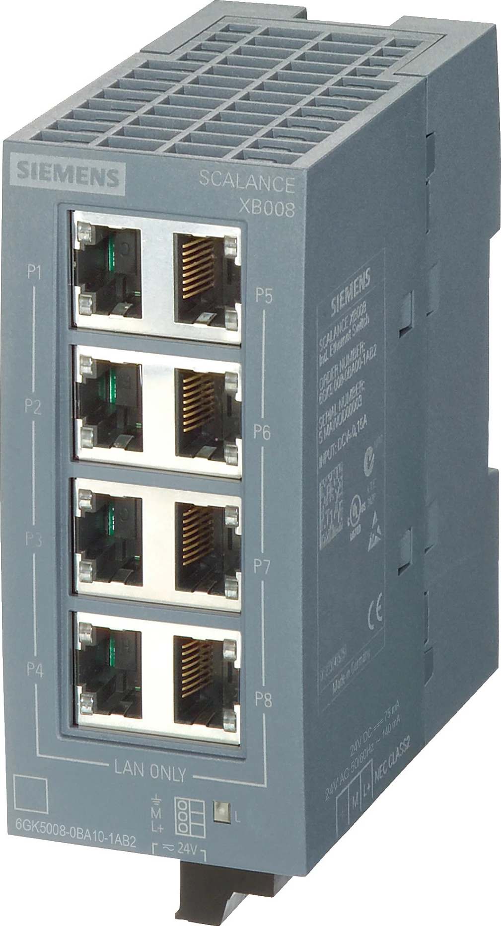 Switch industrial Ethernet Siemens SCALANCE XB008 6GK5008-0BA10-1AB2, unmanaged, 8-port, IP20, gri