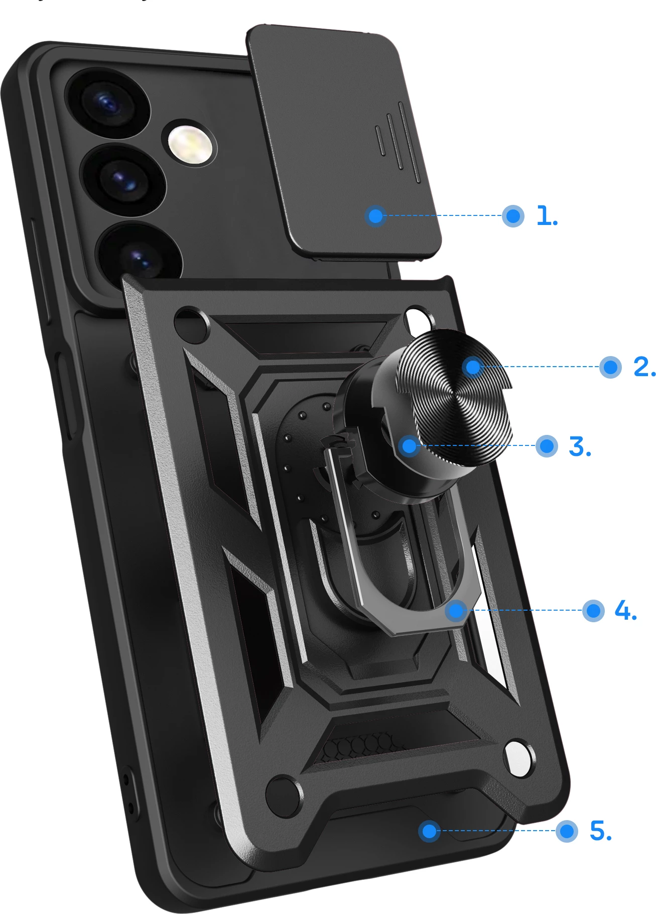 Mbështjellës Hurtel Hybrid Armor Camshield për Samsung Galaxy S24+, i zi