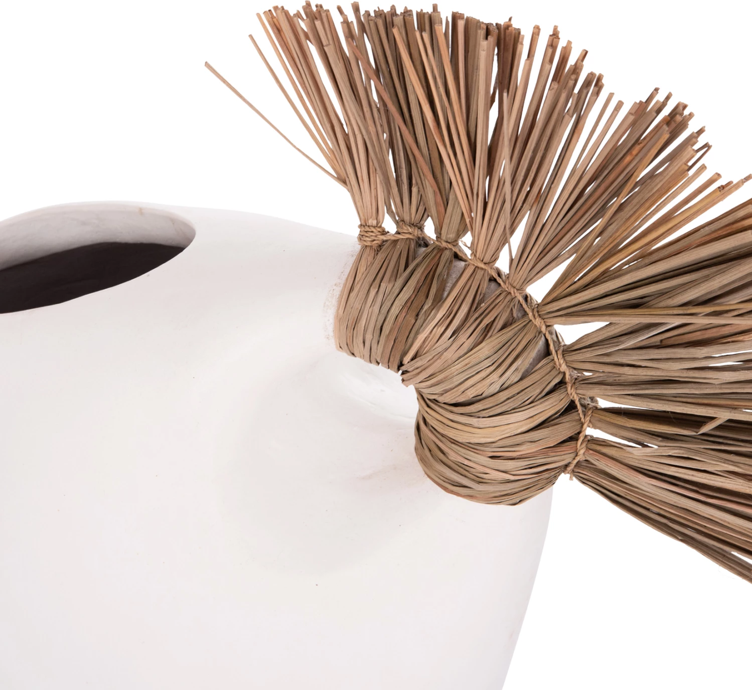 Vazo dekorative tavoline ALICA2, terrakotë e bardhë, dorezë me bar, 44x18x50cm