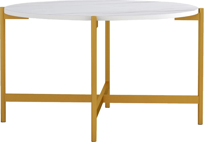 Tavolinë kafeje Aisle, mermer i bardhë, metal i artë, D80x45cm