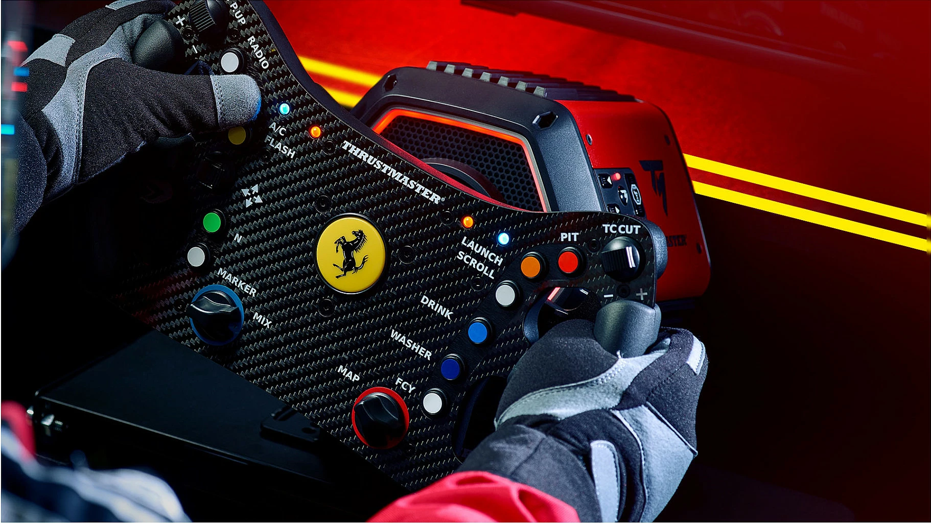 Timon garash Thrustmaster T818 Ferrari 488 GT3 DD Force Feedback, USB, për PC, zi/kuq