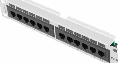 Patch panel Lanberg PPU6-9012-S 12-port 1U 10" Cat6 RJ-45 i pambrojtur, gri