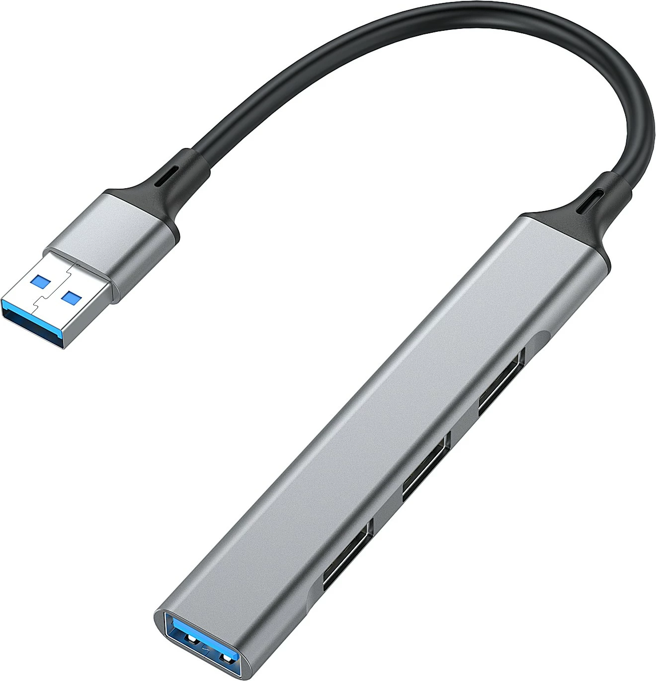 USB hub 4 porte Equip, USB 3.0/2.0, alumini, 0.15m, zi, hiri
