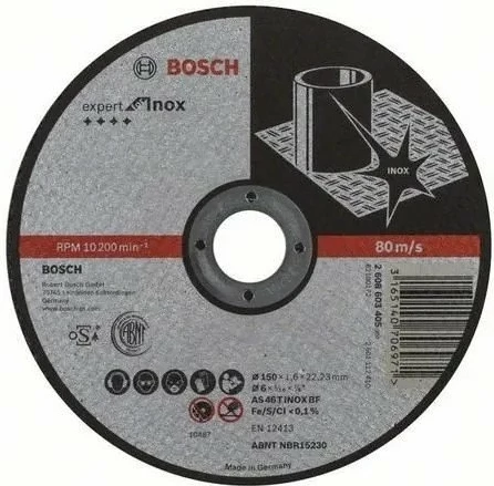 Disk prerës Bosch Expert for Inox 150x1.6mm (22.2mm), paketë 10 copë