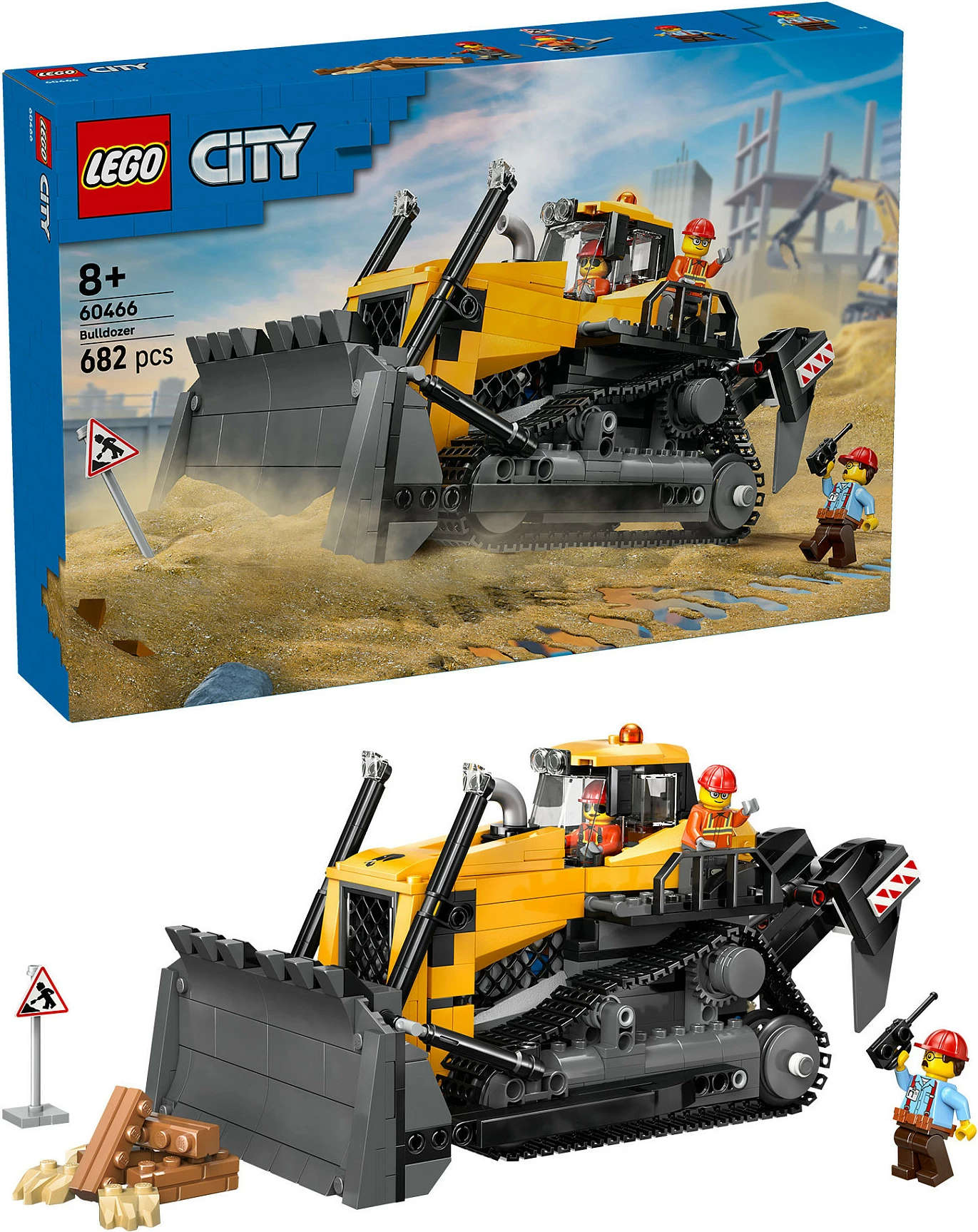 Set ndërtimi LEGO City Bulldozer i Verdhe 60466, 682 copë, 8+ vjeç, shumëngjyrësh
