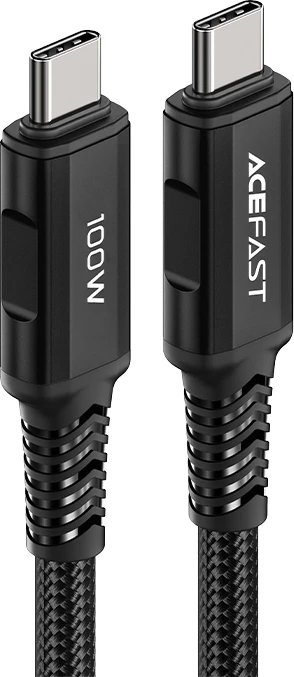 Kabllo USB-C në USB-C, Acefast C4-03, 2 m, 100W 5A, 480 Mb/s, PD QC, e zezë