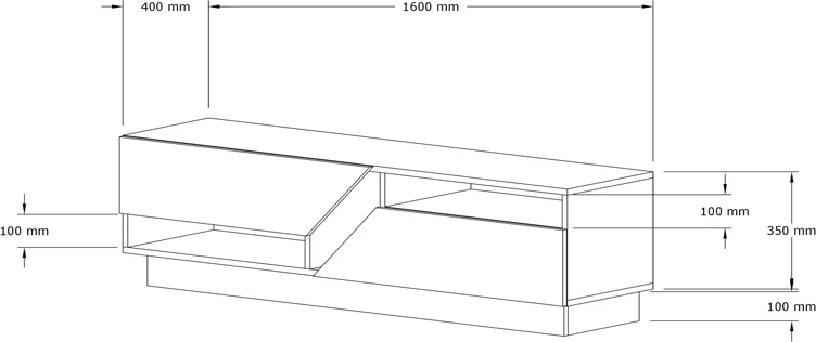 Dollap televizori Cogo, ngjyrë lisi - antracit, 160x40x45cm
