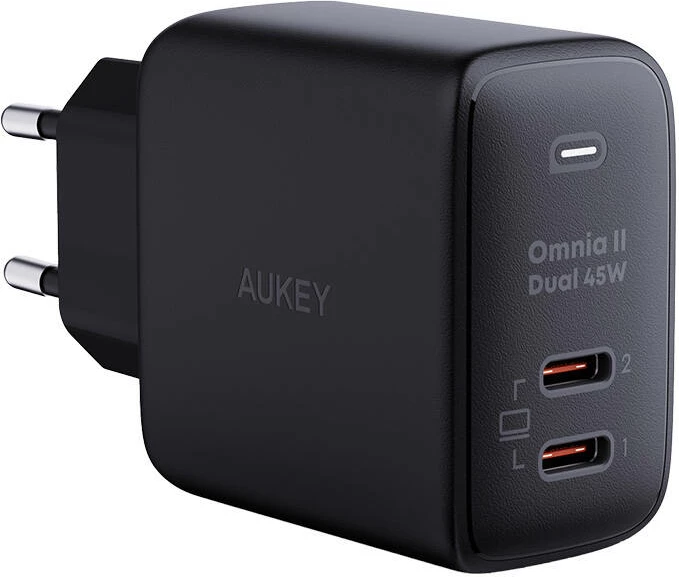 Karikues muri Aukey PA-B4T, 2xUSB-C, 45W, zi