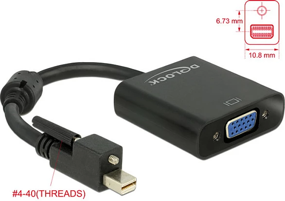 Adapter kabllo Mini DisplayPort në VGA DeLOCK 62641, 0.25 m, 1920x1200, e zezë