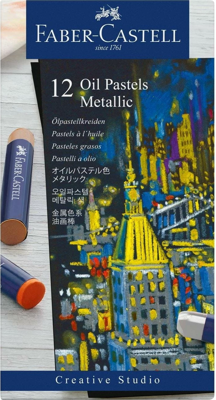 Pastelë me vaj Faber-Castell 127014, 12 ngjyra metalike, multikolor