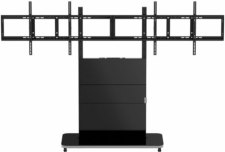 Mbajtëse dyshemeje për 2 TV Hagor Pro-Tower L Dual 55"-65", 2x55 kg, VESA 200x200-600x400, e zezë