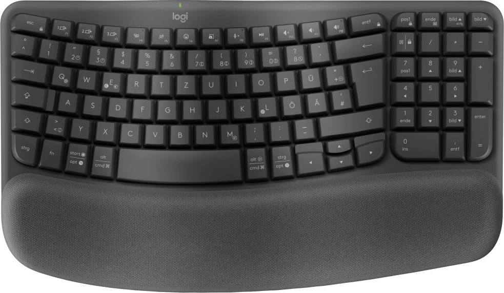 Tastierë Logitech Wave Keys, full-size, wireless, RF + Bluetooth, QWERTZ, grafit