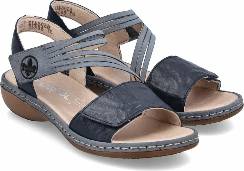 Sandale lëkure për femra Rieker 65964-12, të kaltërta