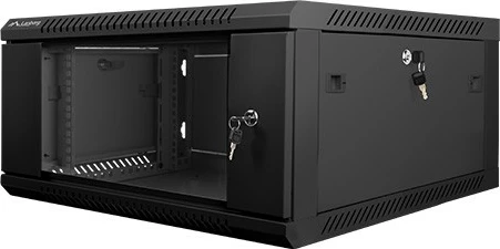 Kasë rrjeti Lanberg WF01-6604-10B, 19" 4U, montim në mur, xham, e zezë